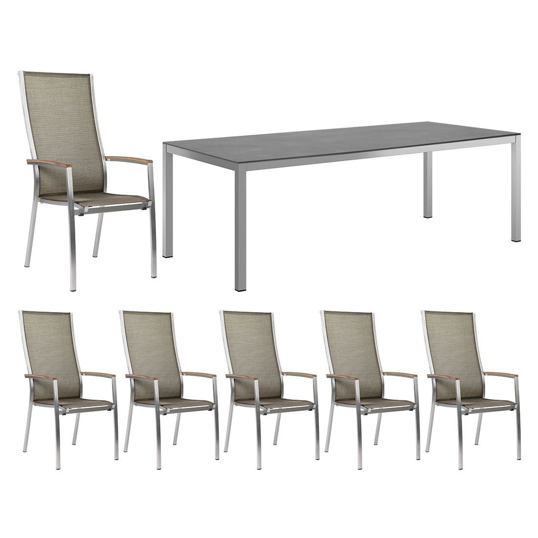 Stern Cardiff Gartenmöbel-Set L (6 Plätze) mit OUTLIV. Tisch 220x100cm