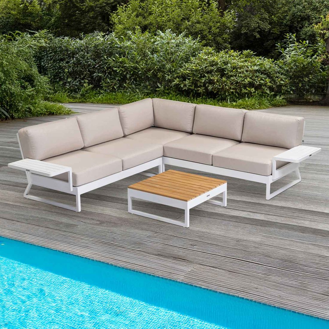 Kettler Ocean Skid Platform Ecklounge inkl. Loungetisch Aluminium/Sunbrella