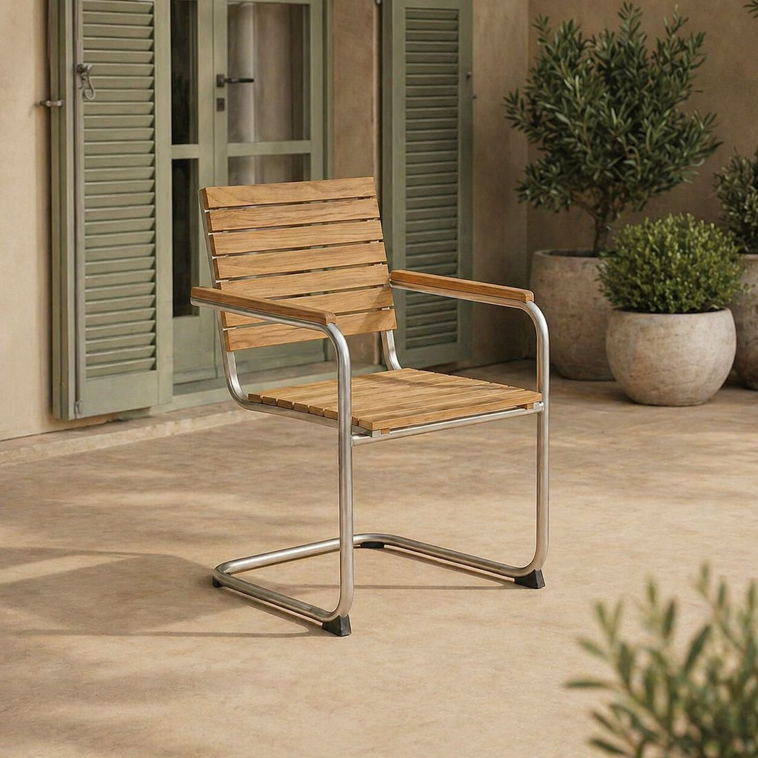 OUTLIV. Maui Freischwinger Edelstahl/Teak
