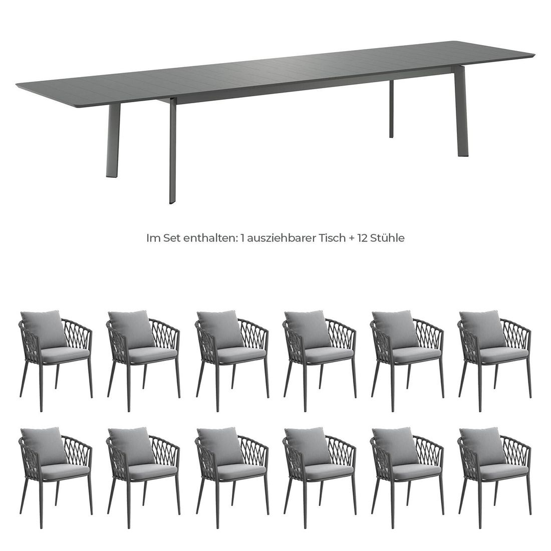 LC Garden Sunrepo Gartenmöbel-Set XXL (12 Plätze) mit OUTLIV. Tisch 266/331/396x110cm