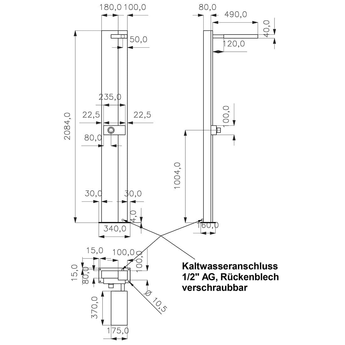 Ideal Tonga Garten Solardusche Edelstahl