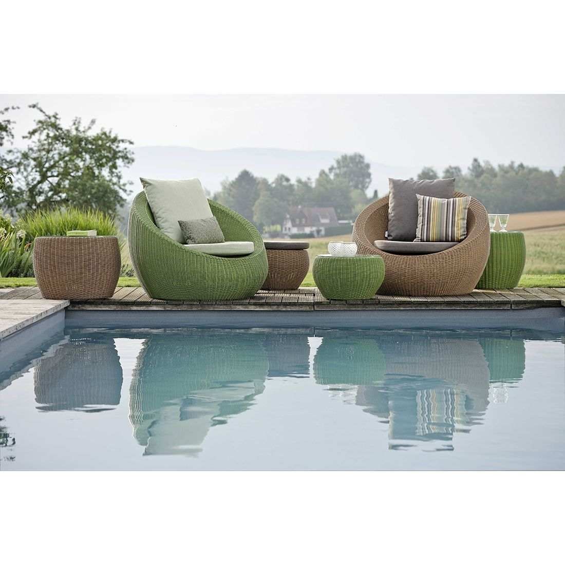 Stern Anny Loungetisch Geflecht/Glas 54x32 cm