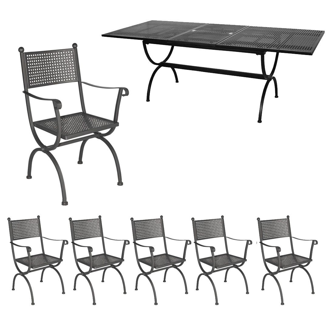 MBM Romeo Gartenmöbel-Set L (6 Plätze) Tisch 168/210x100cm