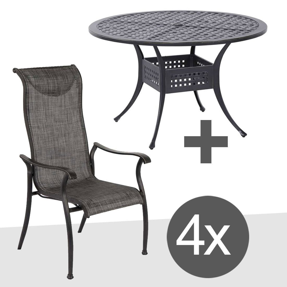 Hartman Palermo Gartenmöbelset 5tlg Tisch Ø120cm