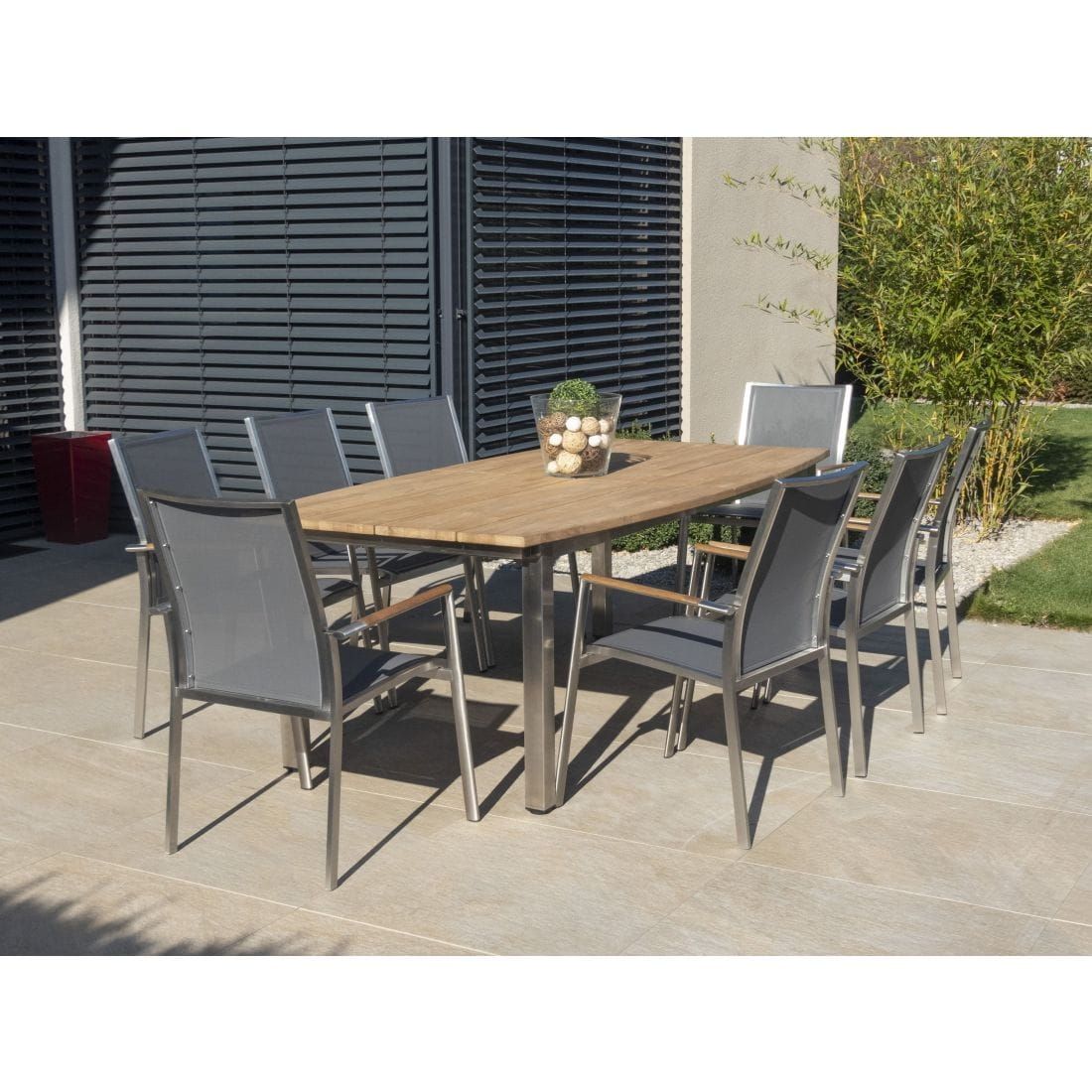 Zebra Ocean Ausziehtisch 220/300x110cm Edelstahl/Teak
