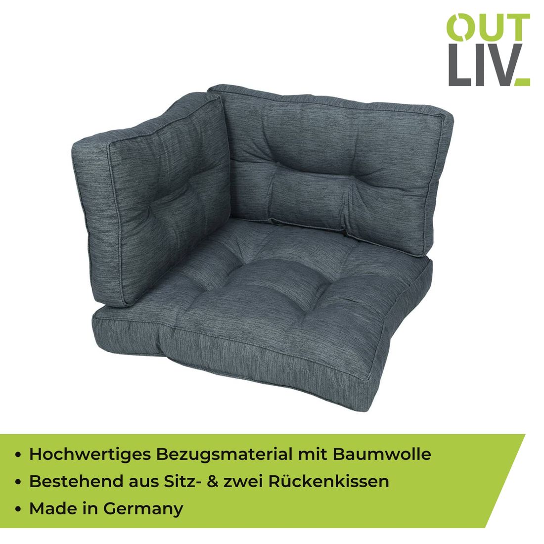 OUTLIV. Lounge-Ersatzkissen f. Eckmodul 73 cm Des.802