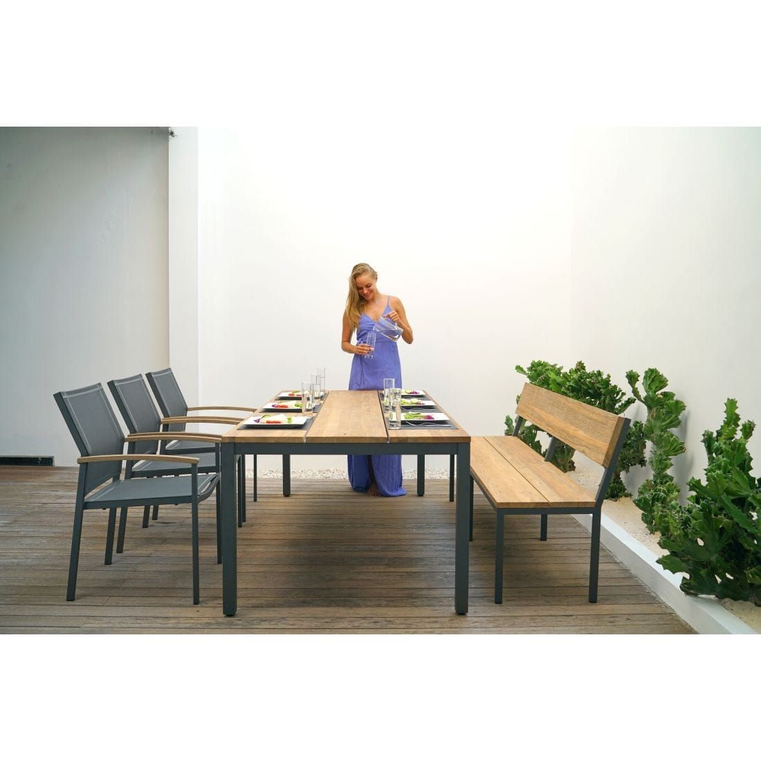 Zebra Alex Gartenbank Aluminium/Teak Recycelt