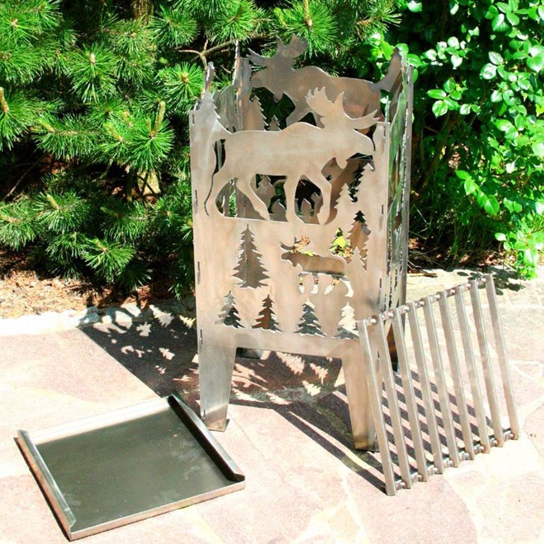 SvenskaV Elch Feuerkorb Rohstahl 30,5x32,0x47cm