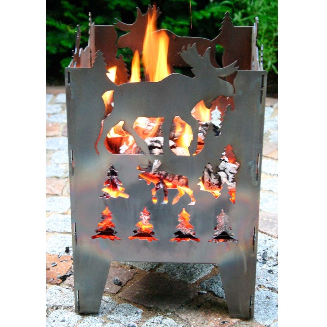 SvenskaV Elch Feuerkorb Rohstahl 35,5x37,0x75 cm