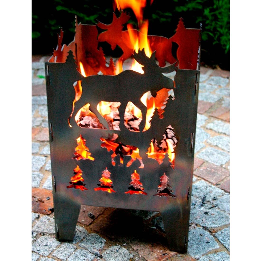 SvenskaV Elch Feuerkorb Rohstahl 35,5x37,0x75 cm