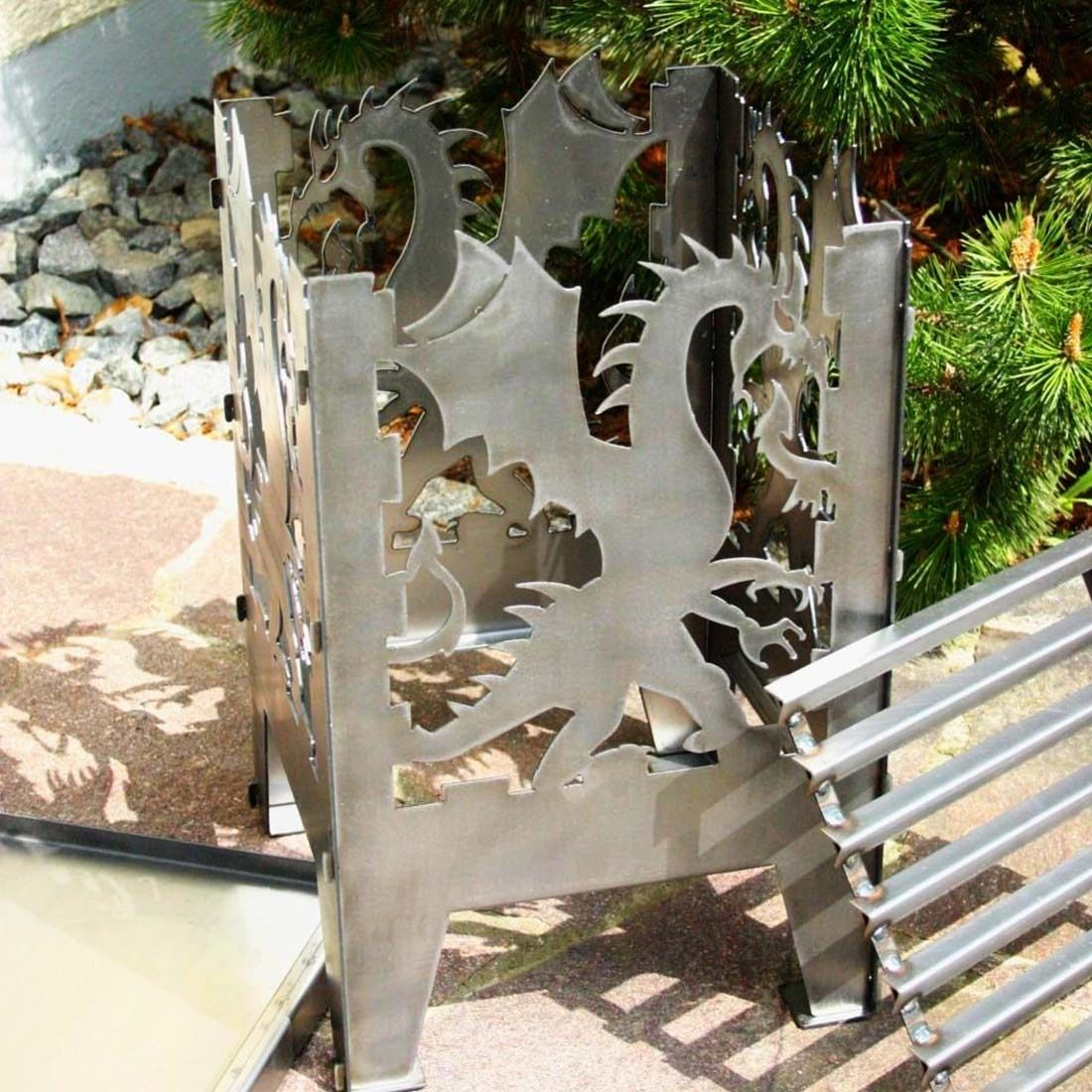 SvenskaV Drache Feuerkorb Rohstahl 30,5x32,0x47cm