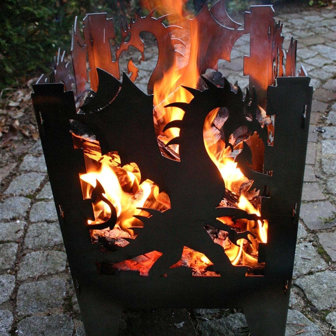 SvenskaV Drache Feuerkorb Rohstahl 30,5x32,0x47cm
