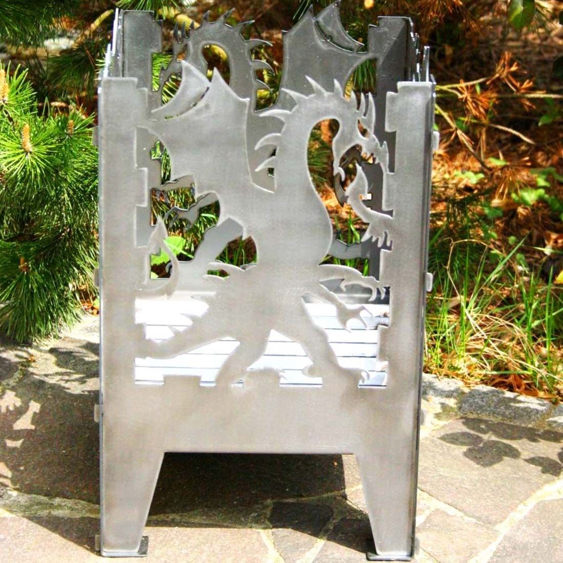 SvenskaV Drache Feuerkorb Rohstahl 35,5x37,0x75 cm