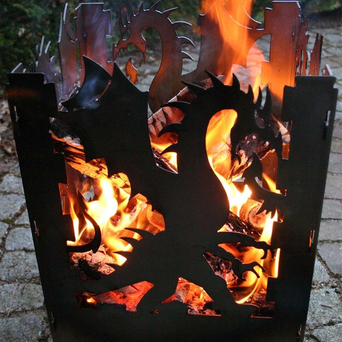 SvenskaV Drache Feuerkorb Rohstahl 35,5x37,0x75 cm