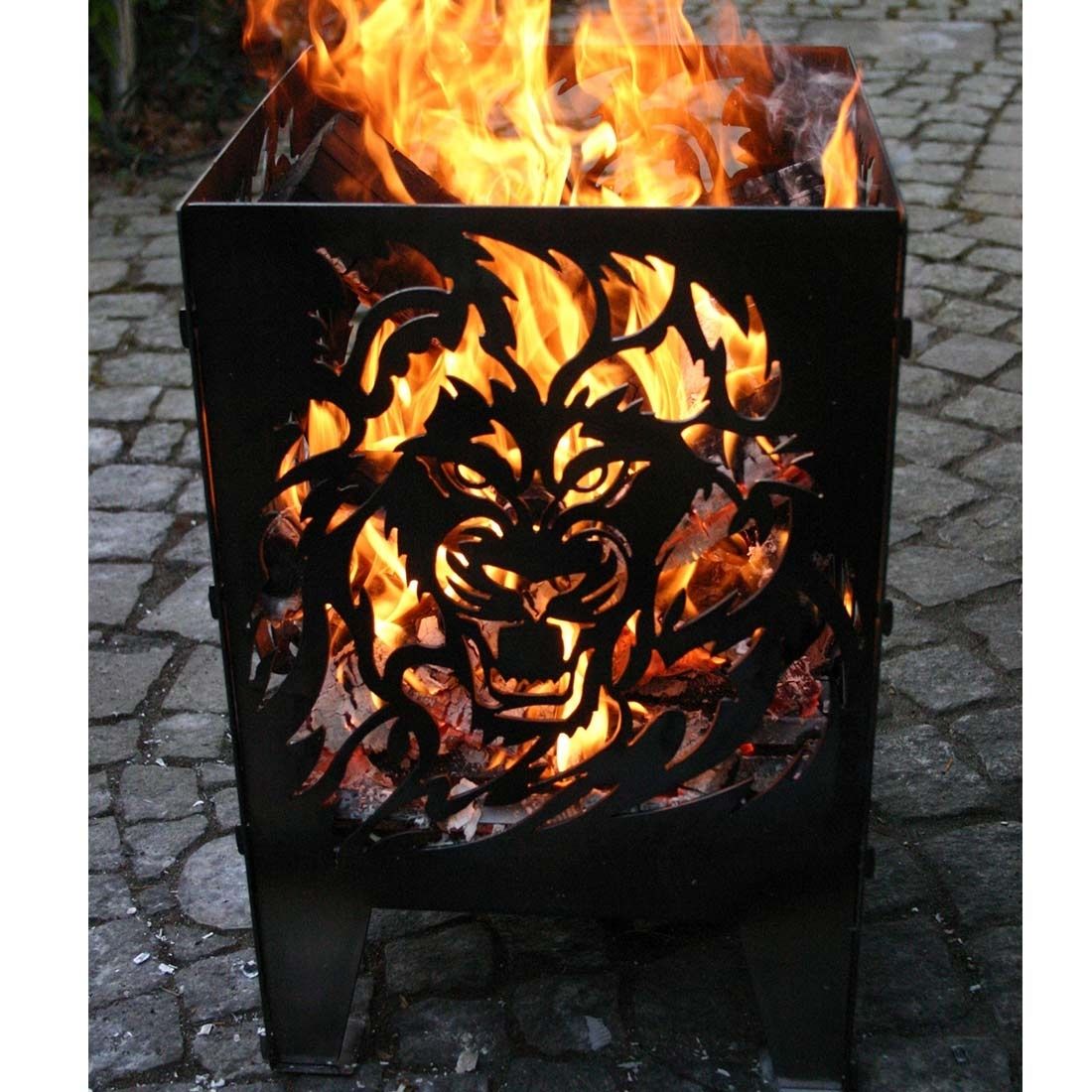 SvenskaV Löwe Feuerkorb Rohstahl 30,5x32,0x47cm