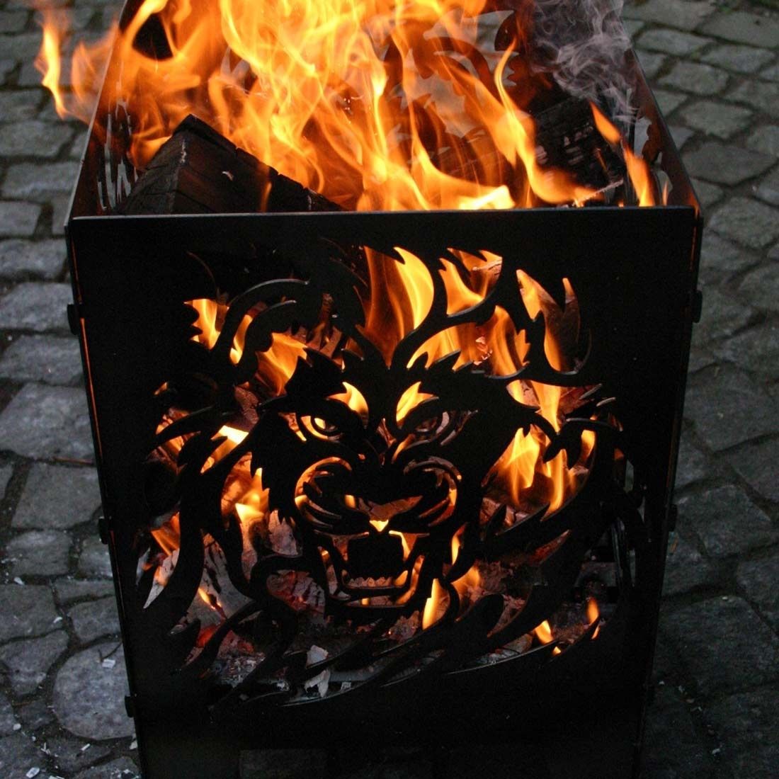 SvenskaV Löwe Feuerkorb Rohstahl 30,5x32,0x47cm