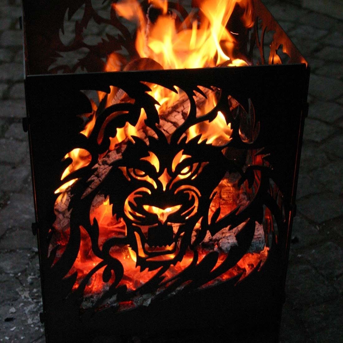 SvenskaV Löwe Feuerkorb Rohstahl 30,5x32,0x47cm