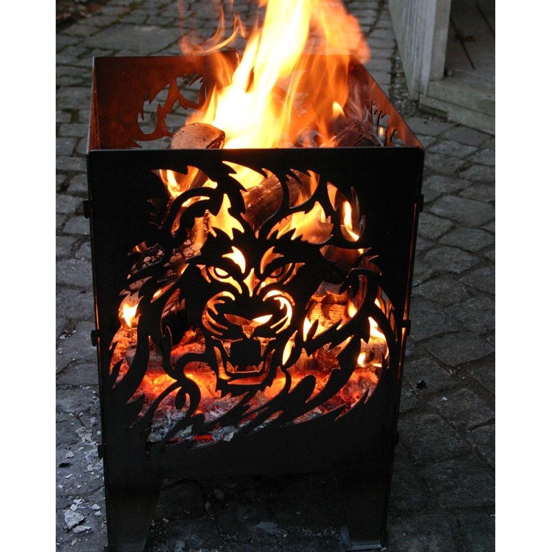 SvenskaV Löwe Feuerkorb Rohstahl 30,5x32,0x47cm