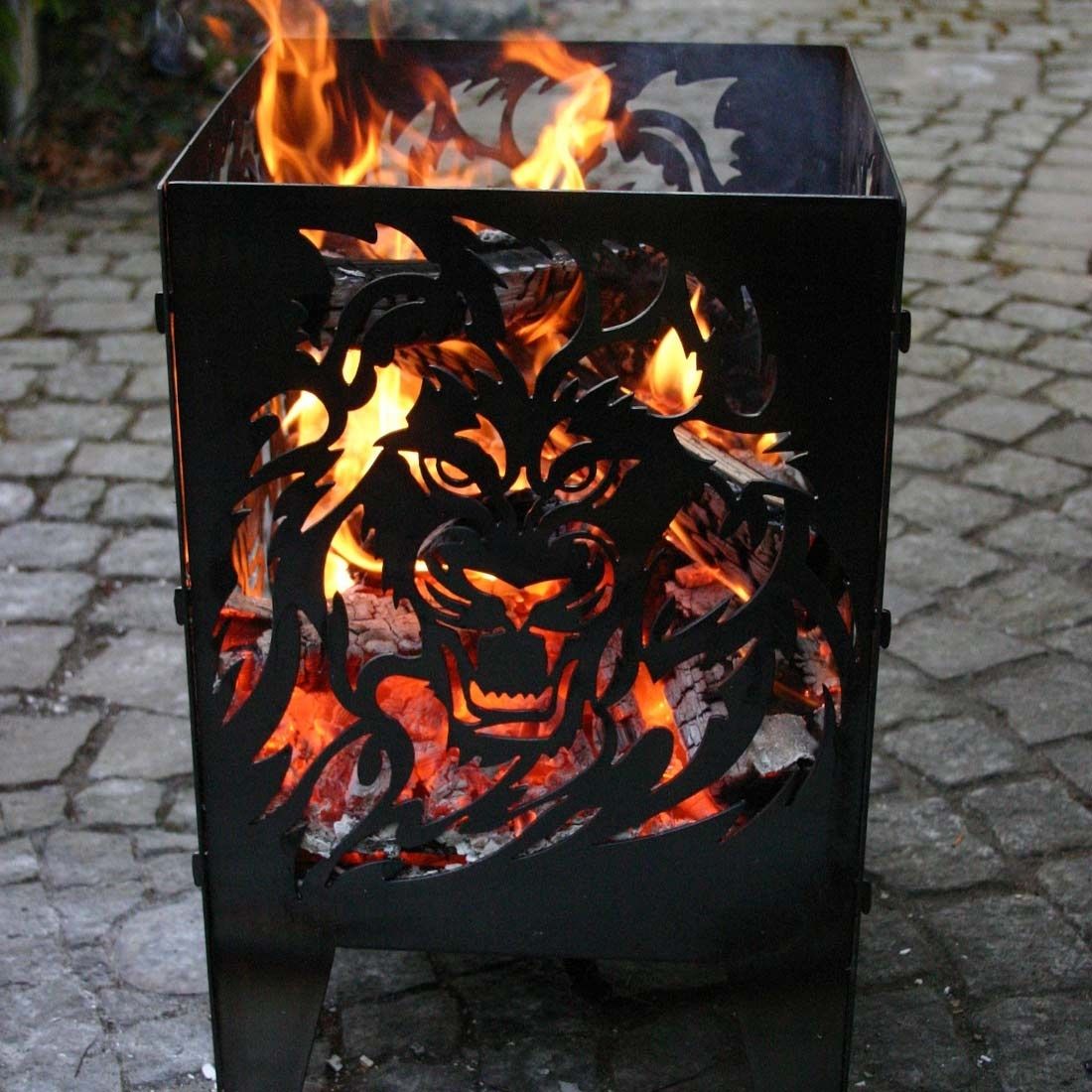 SvenskaV Löwe Feuerkorb Rohstahl 35,5x37,0x75 cm