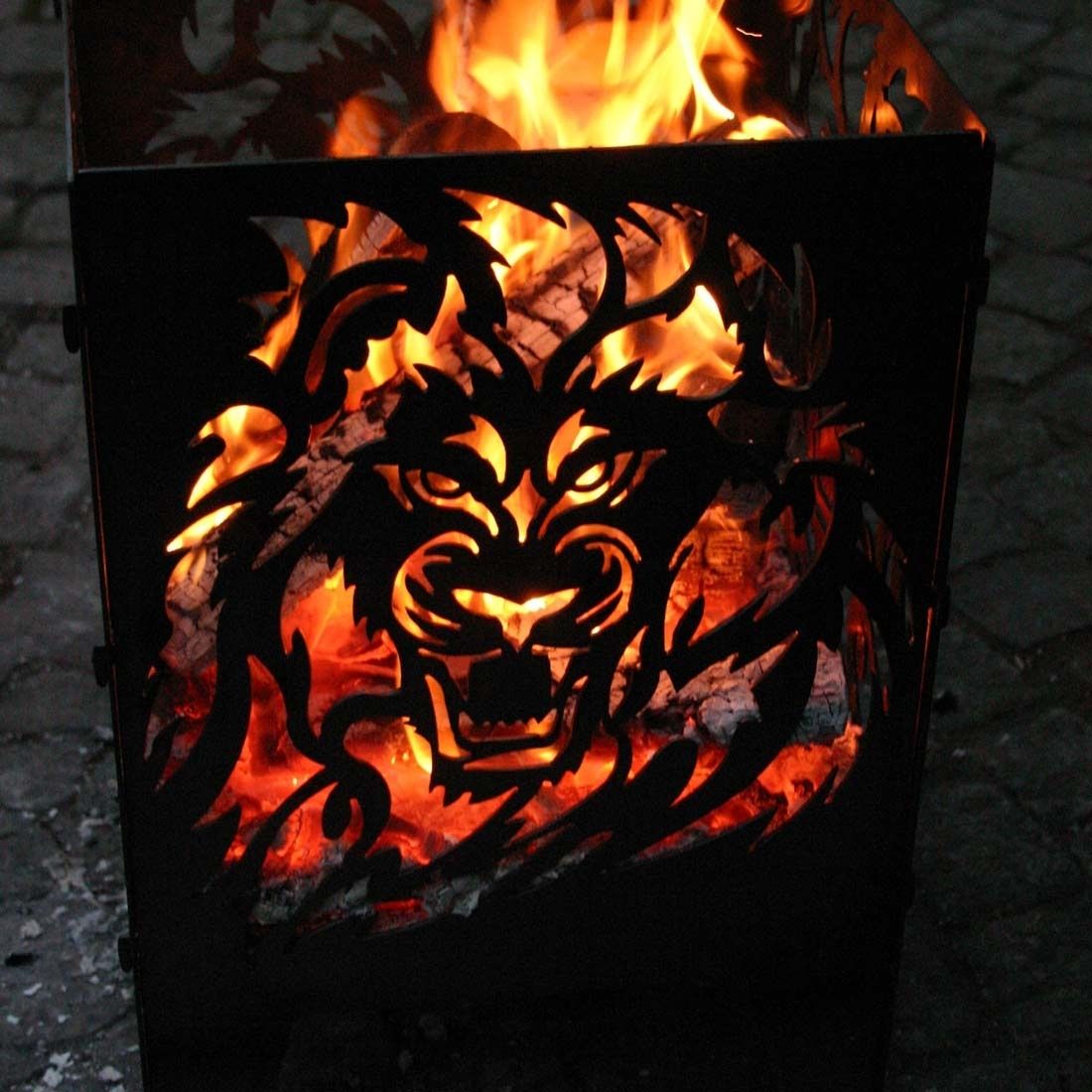 SvenskaV Löwe Feuerkorb Rohstahl 35,5x37,0x75 cm