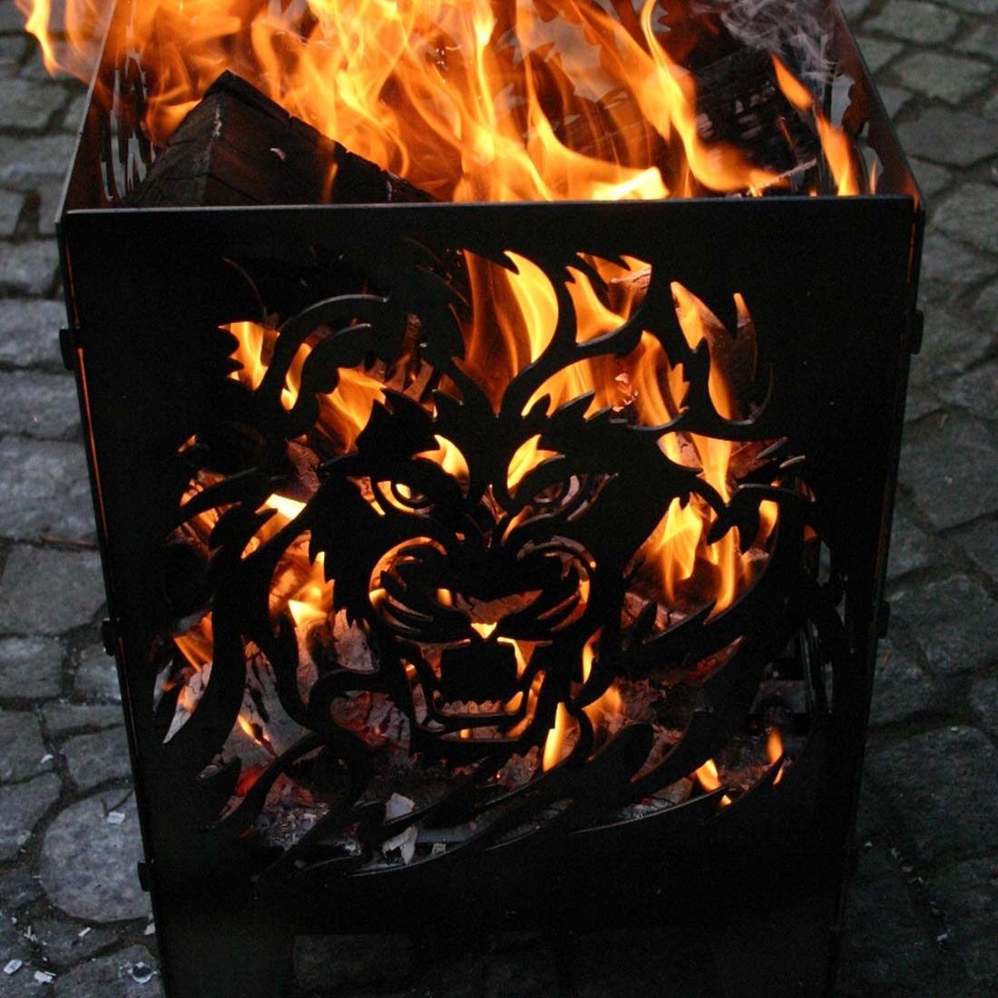 SvenskaV Löwe Feuerkorb Rohstahl 35,5x37,0x75 cm