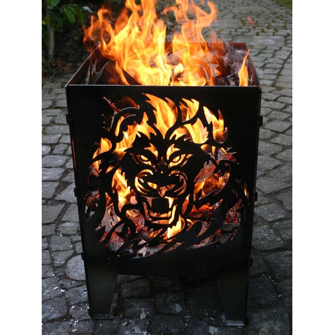 SvenskaV Löwe Feuerkorb Rohstahl 35,5x37,0x75 cm