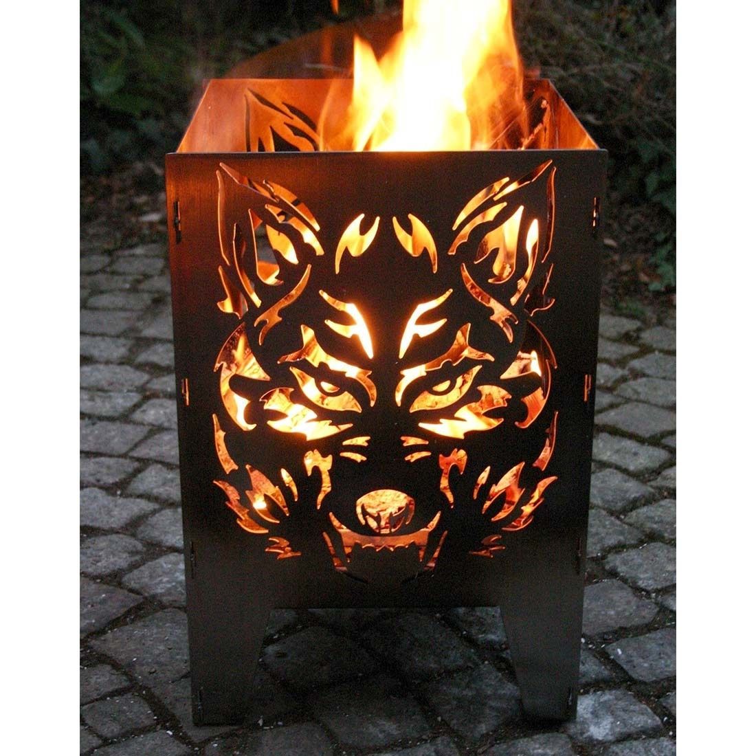 SvenskaV Wolf Feuerkorb Rohstahl 30,5x32,0x47cm