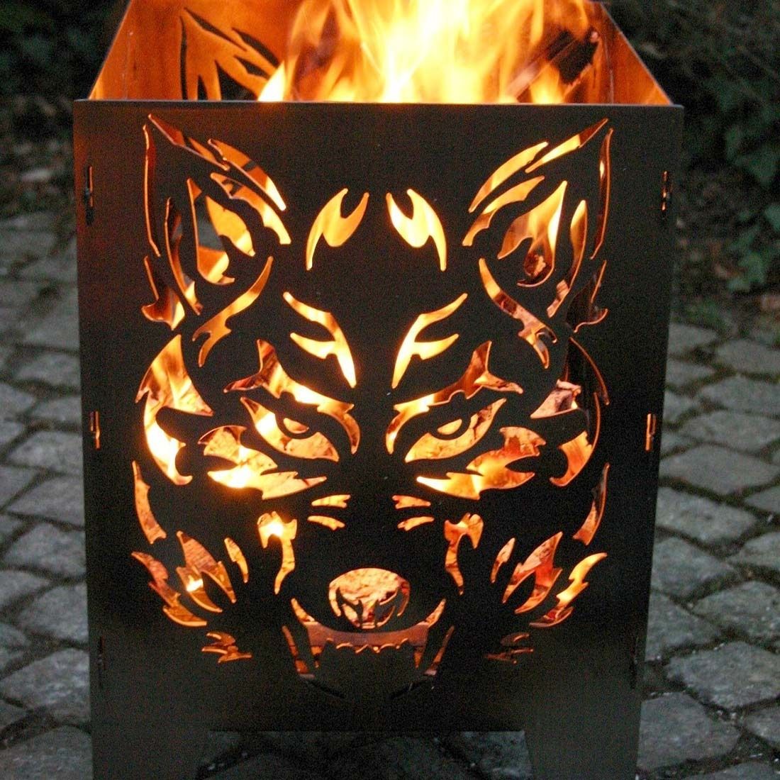 SvenskaV Wolf Feuerkorb Rohstahl 30,5x32,0x47cm