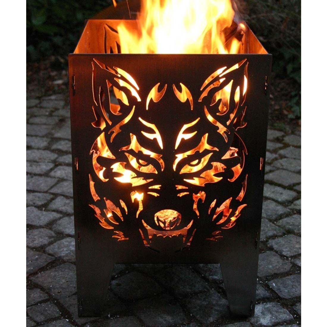 SvenskaV Wolf Feuerkorb Rohstahl 35,5x37,0x75 cm