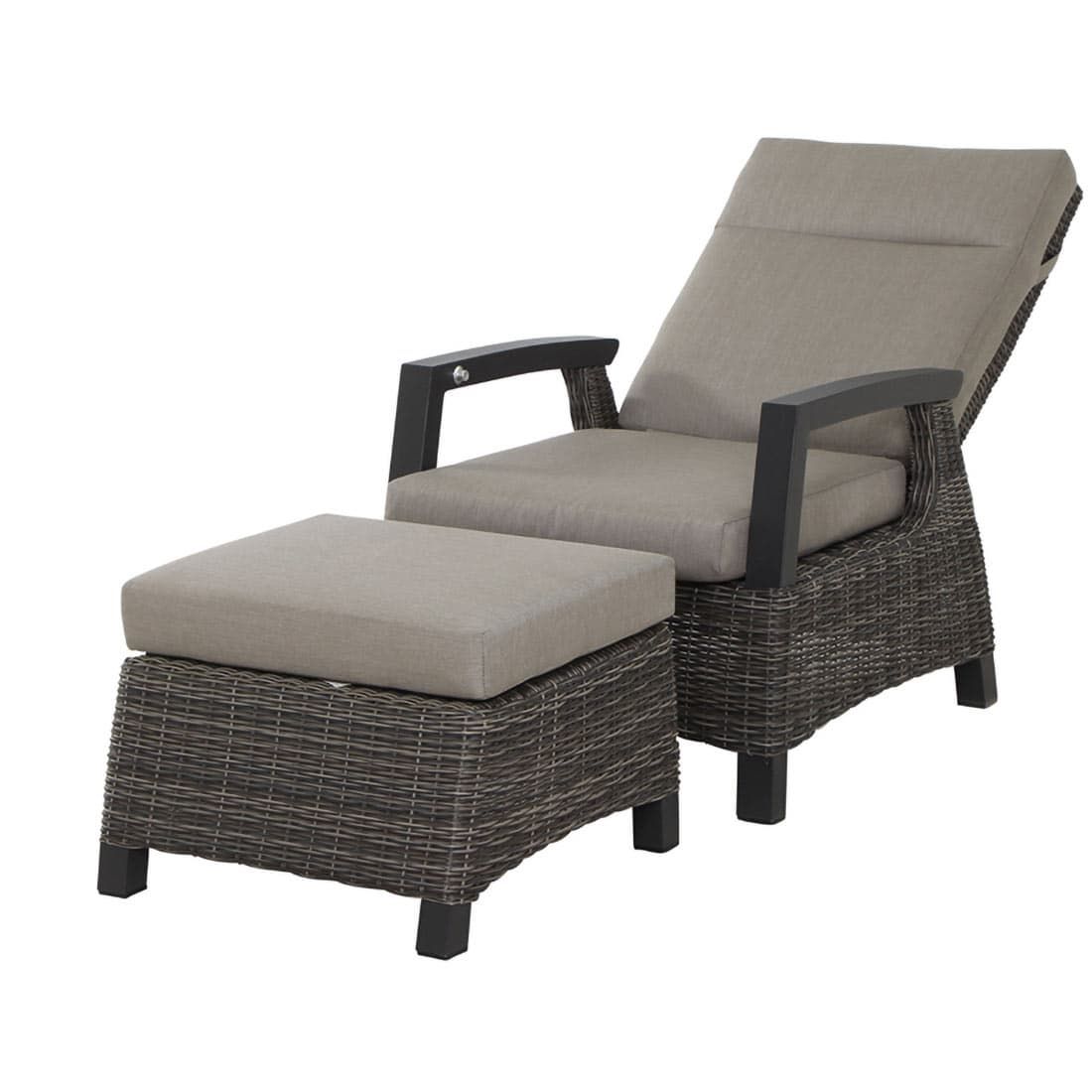 Siena Garden Corido Loungesessel Alu/Geflecht inkl. Kissen Matt  Anthrazit/Charcoal-Grey/Taupe