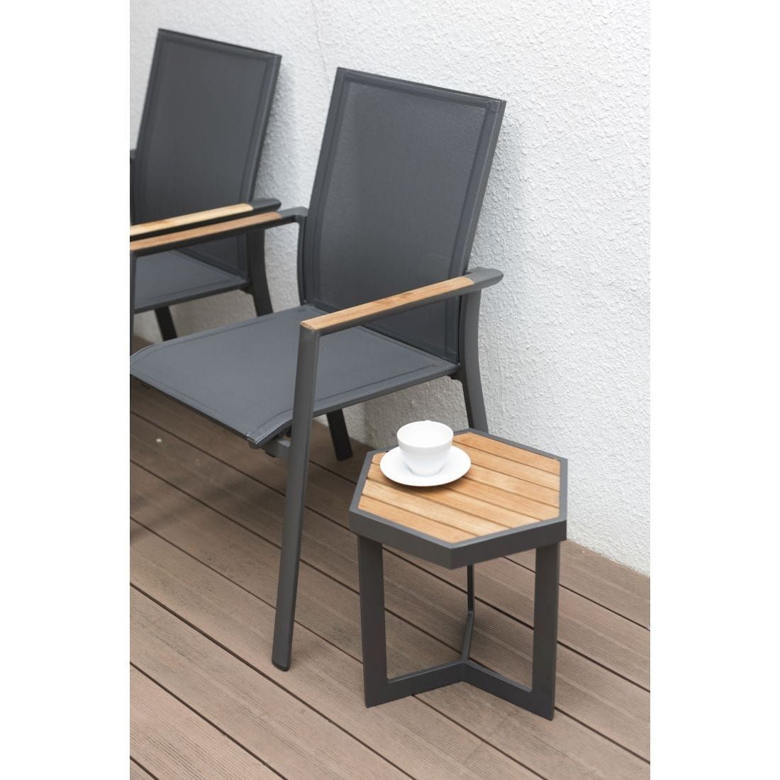 Zebra Sixx Beistelltisch 40x35cm Aluminium/Teak