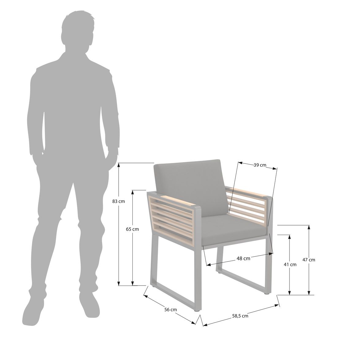 OUTLIV. New York Gartensessel Aluminium/Teak/Olefin