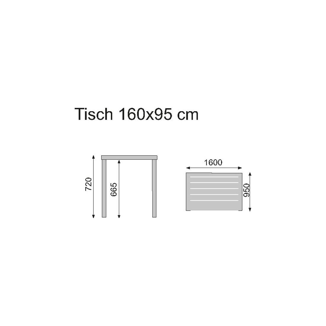 Kettler Wave Gartenmöbel-Set M (4 Plätze) Tisch 160x95cm