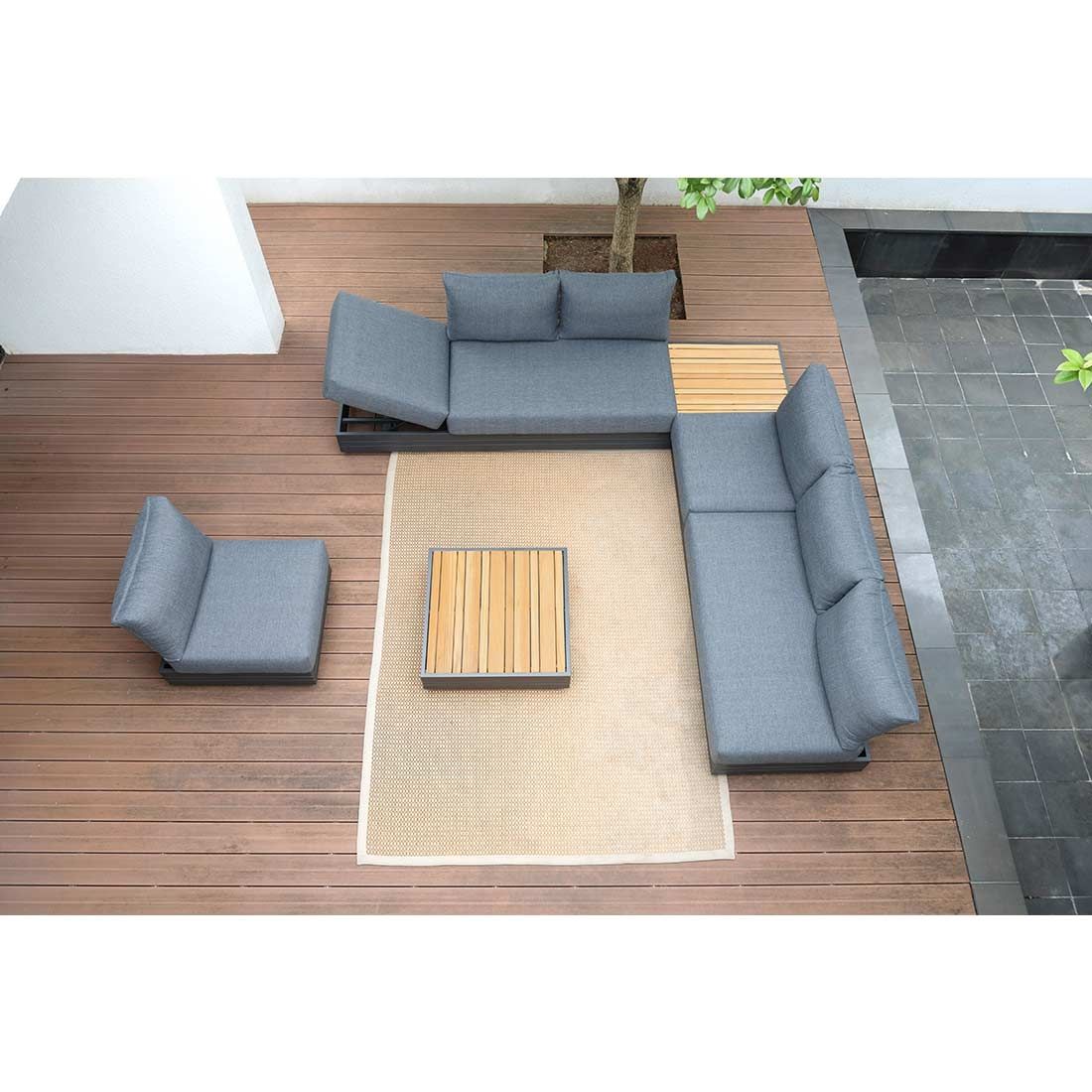 Zebra Cubo Ecklounge inkl. Loungetisch Aluminium/Olefin