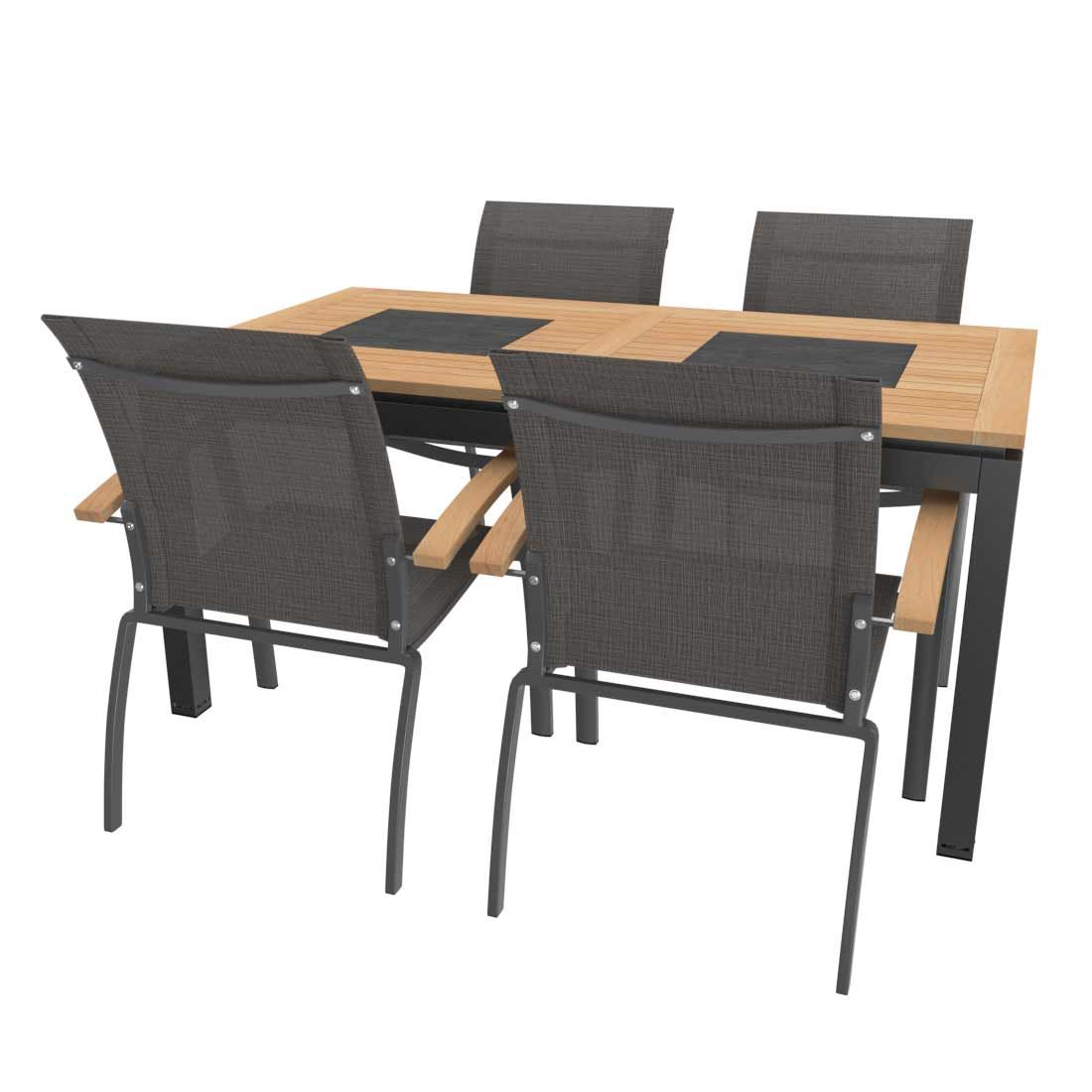 OUTLIV. Davos Gartenmöbel-Set M (4 Plätze) Tisch 160x88cm