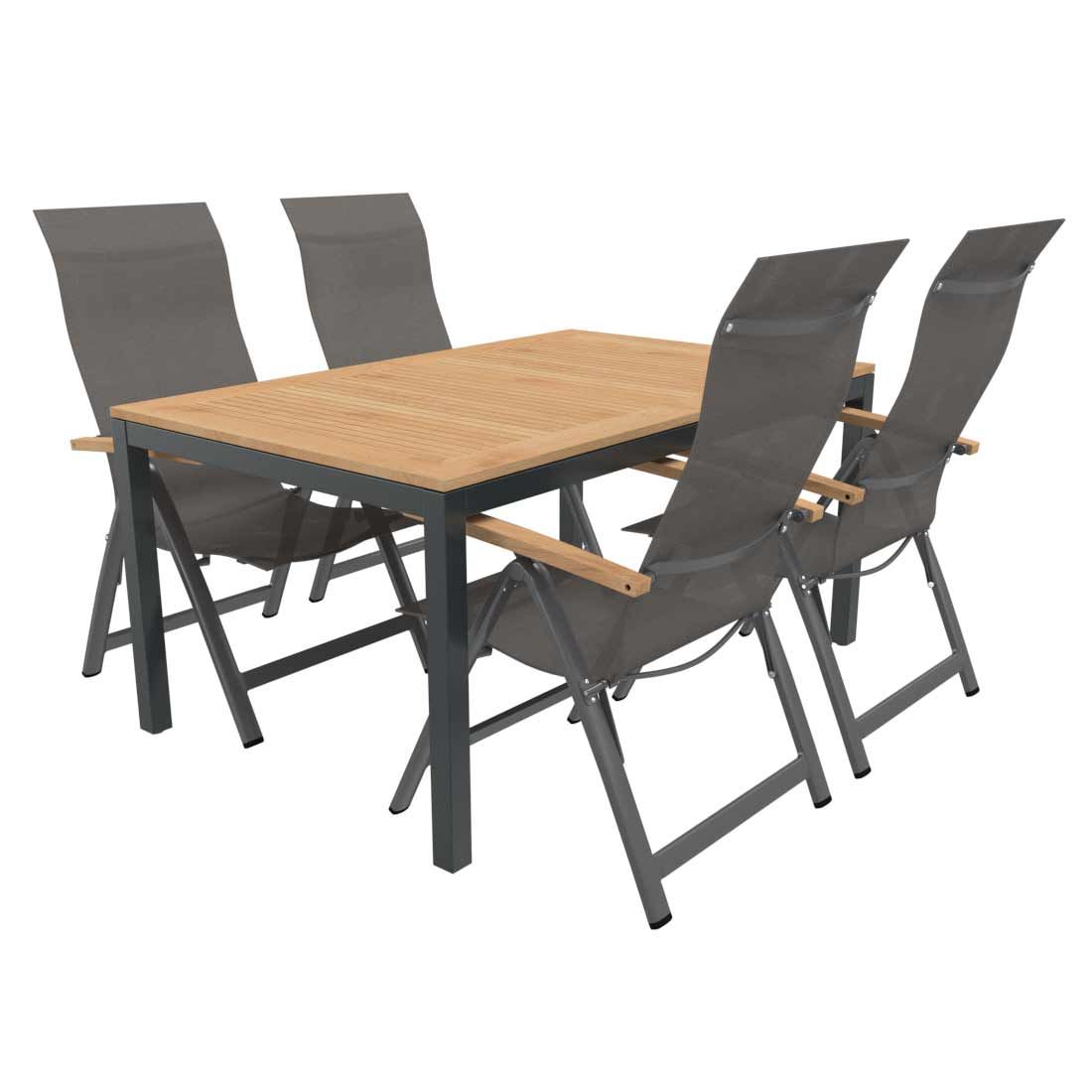 OUTLIV. Davos Gartenmöbel-Set M (4 Plätze) Tisch 150/210x90cm