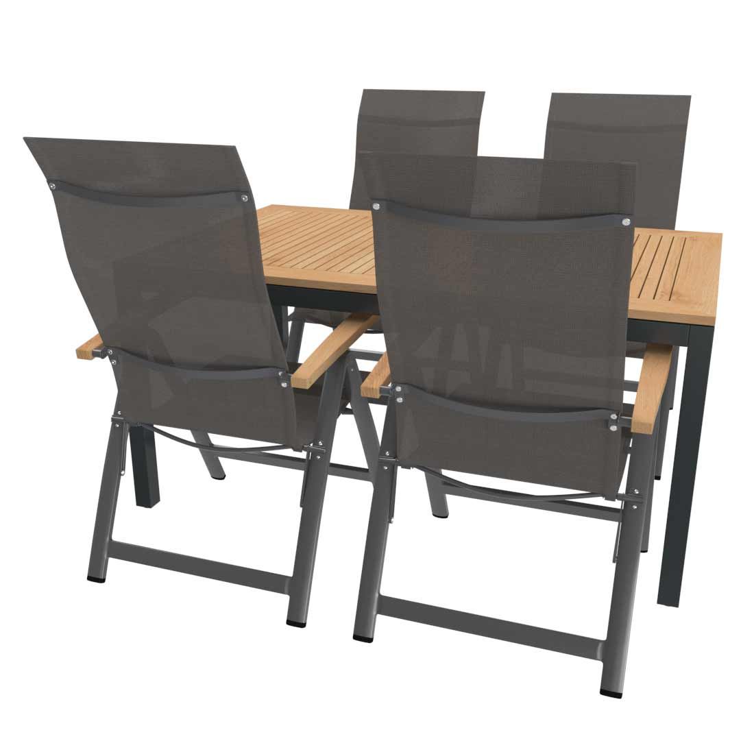 OUTLIV. Davos Gartenmöbel-Set M (4 Plätze) Tisch 150/210x90cm