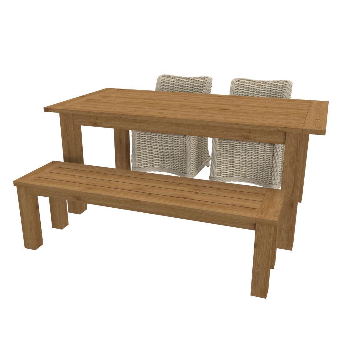 OUTLIV. Oxford Gartenmöbelset 4-teilig Geflecht-Diningsessel mit Tisch 180x90 cm