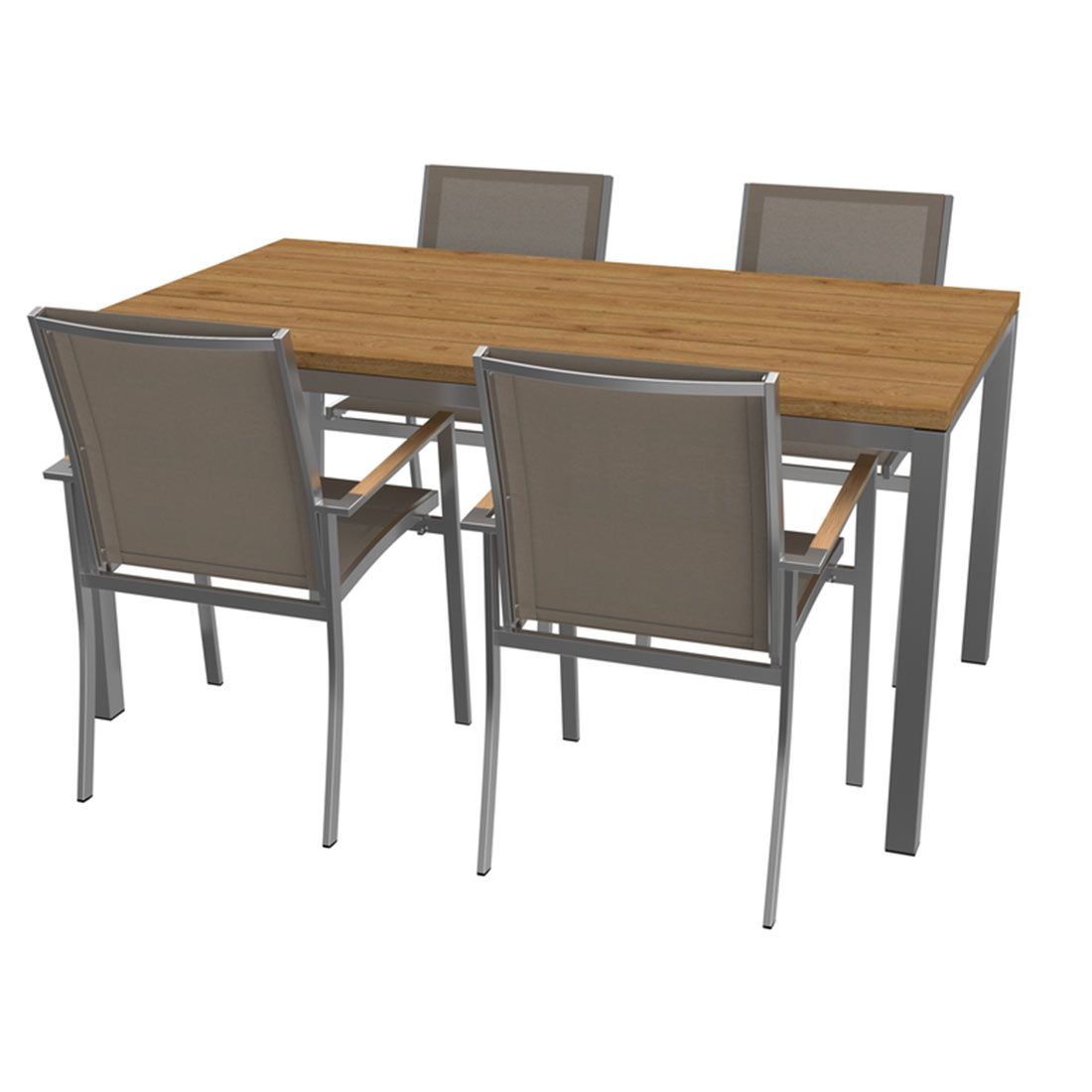 OUTLIV. Oviedo Gartenmöbelset 5-teilig Stapelsessel mit Rimini Tisch 160x90 cm