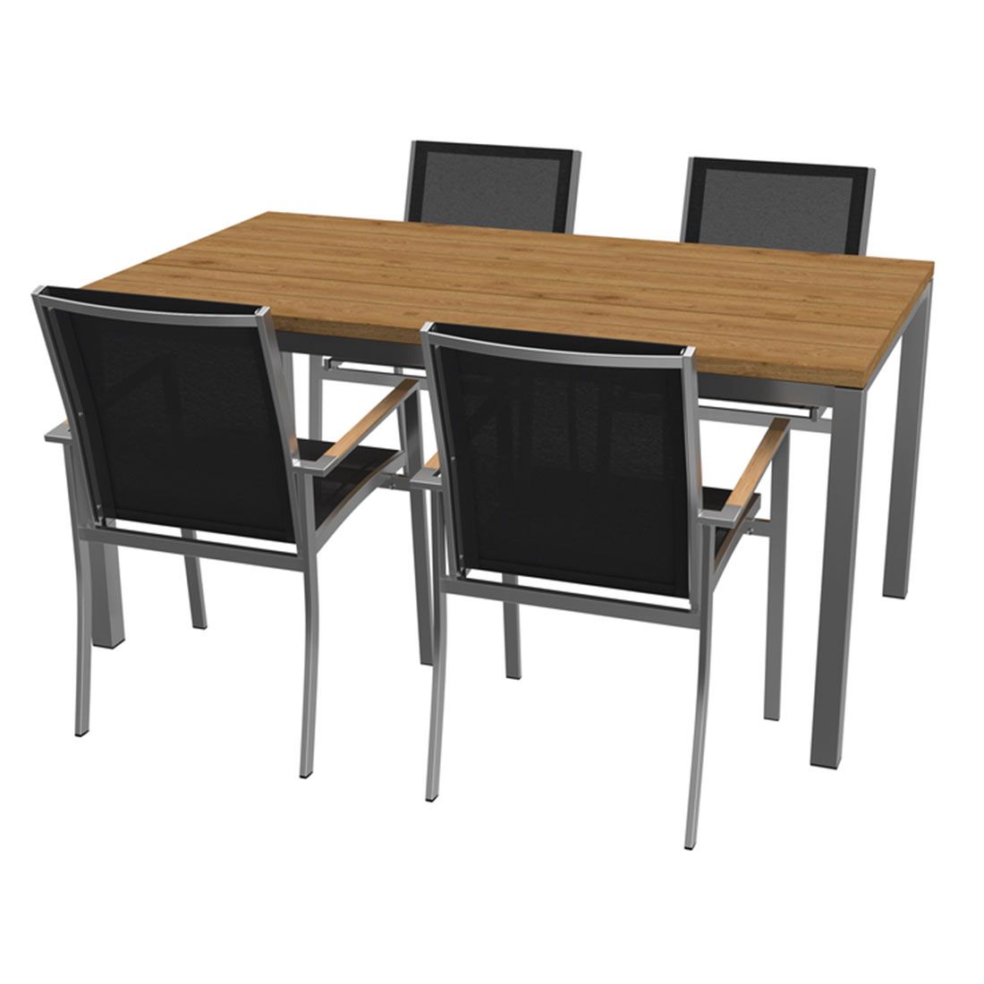 OUTLIV. Oviedo Gartenmöbelset 5-teilig Stapelsessel mit Rimini Tisch 160x90 cm