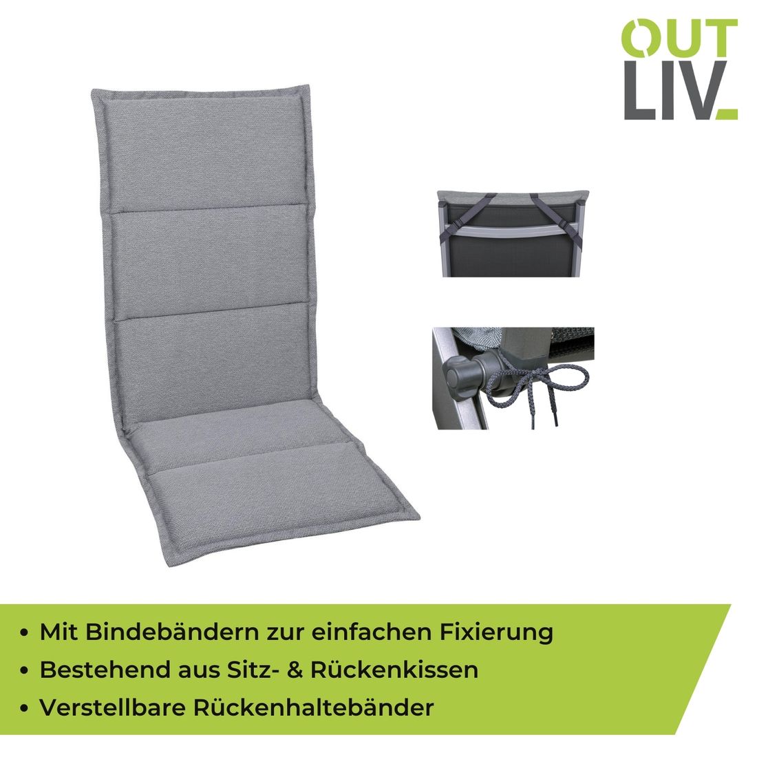 OUTLIV. Gartenstuhlauflage Mittellehner 48x106cm Kunstfaser
