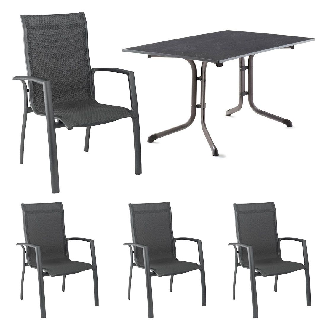 Kettler Legato Curve Gartenmöbel-Set M (4 Plätze) Tisch 140x90cm