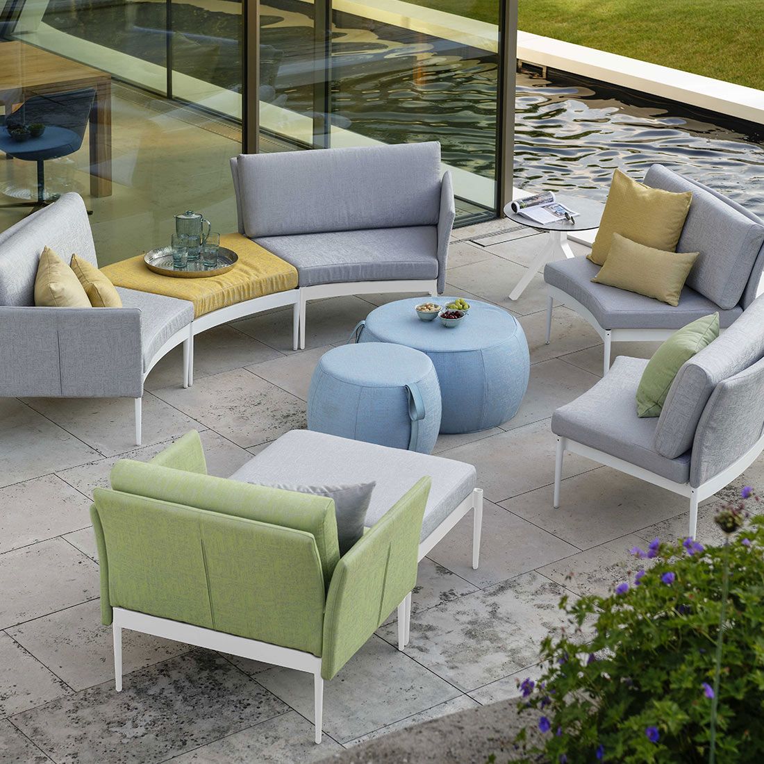 Stern Pouf Hocker klein Outdoorstoff