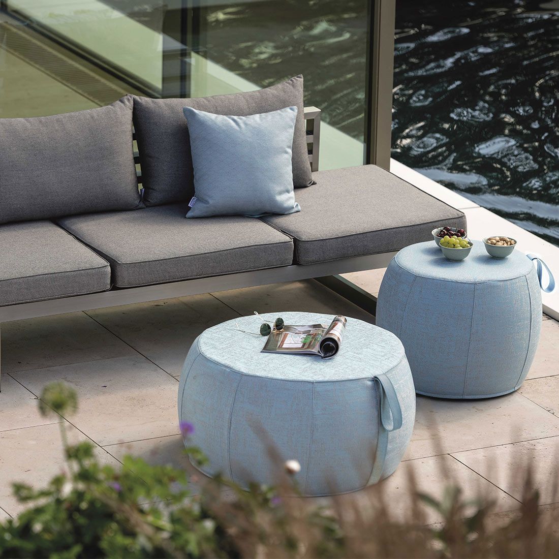 Stern Pouf Hocker klein Outdoorstoff