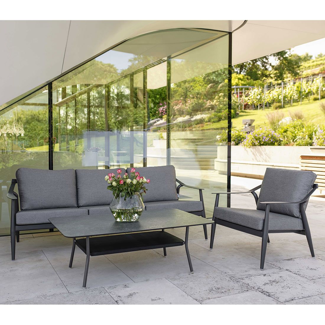 Stern Vanda 3-Sitzer Sofa Aluminium/Outdoorstoff