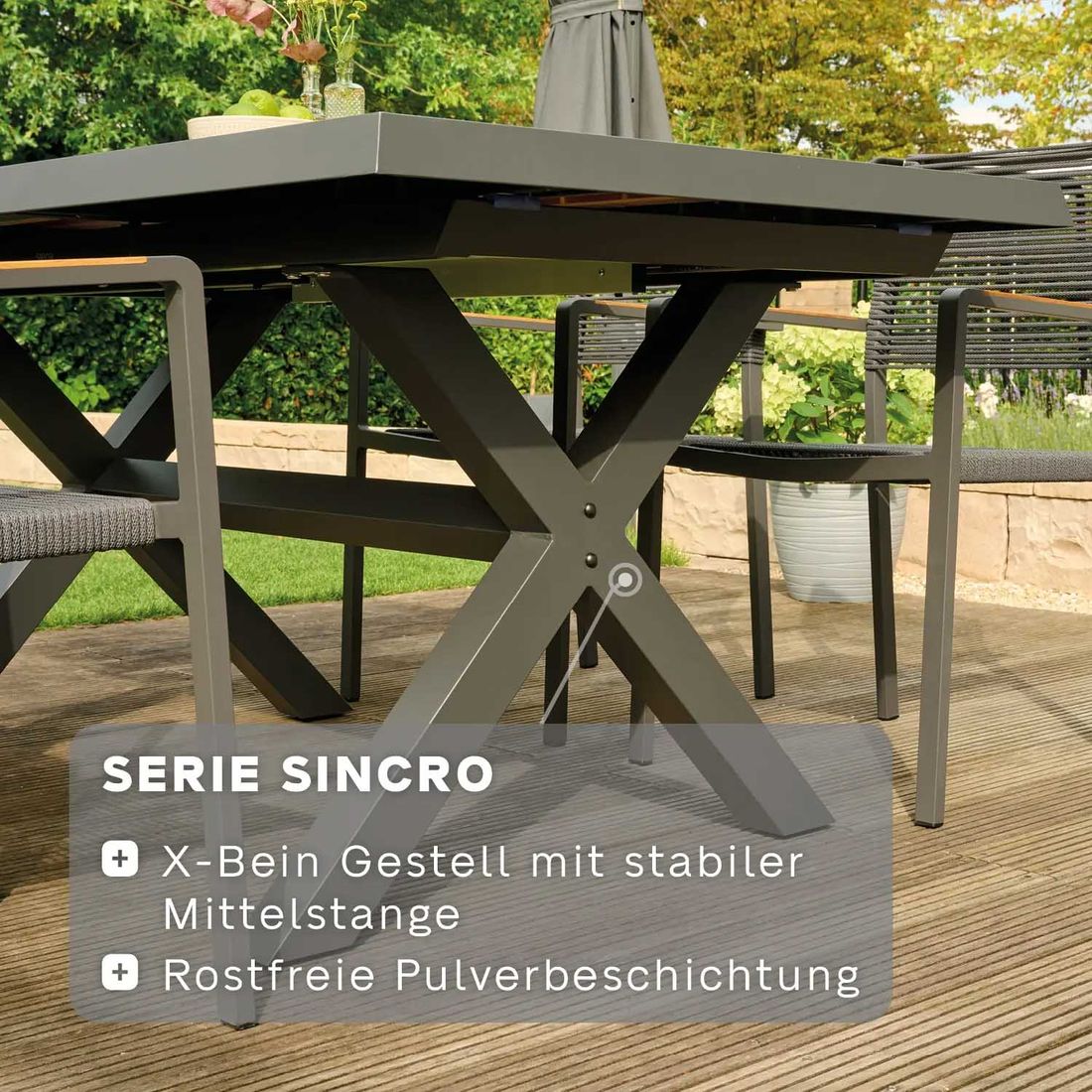 Siena Garden Sincro Gartentisch 200x100cm Aluminium/HPL