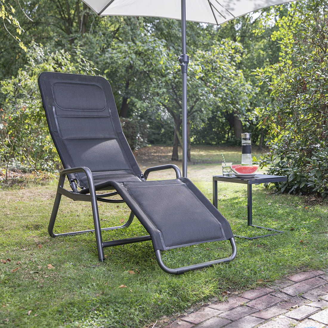 Siena Garden Mirena Beistelltisch Aluminium/Glas 42x35x43cm
