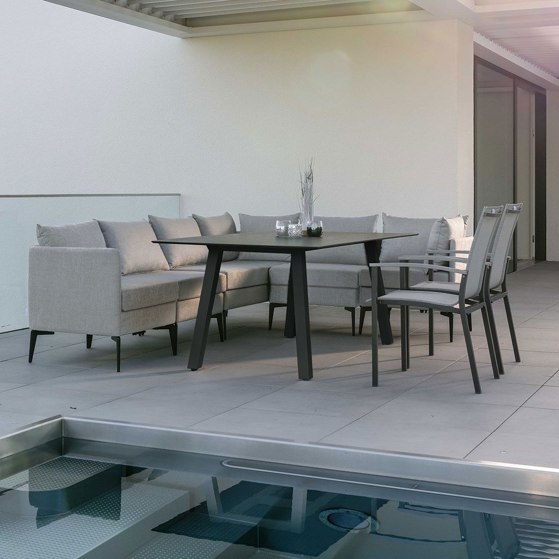 Stern Interno Gartentisch 180x100cm Aluminium Vierkantrohr/Silverstar 2.0