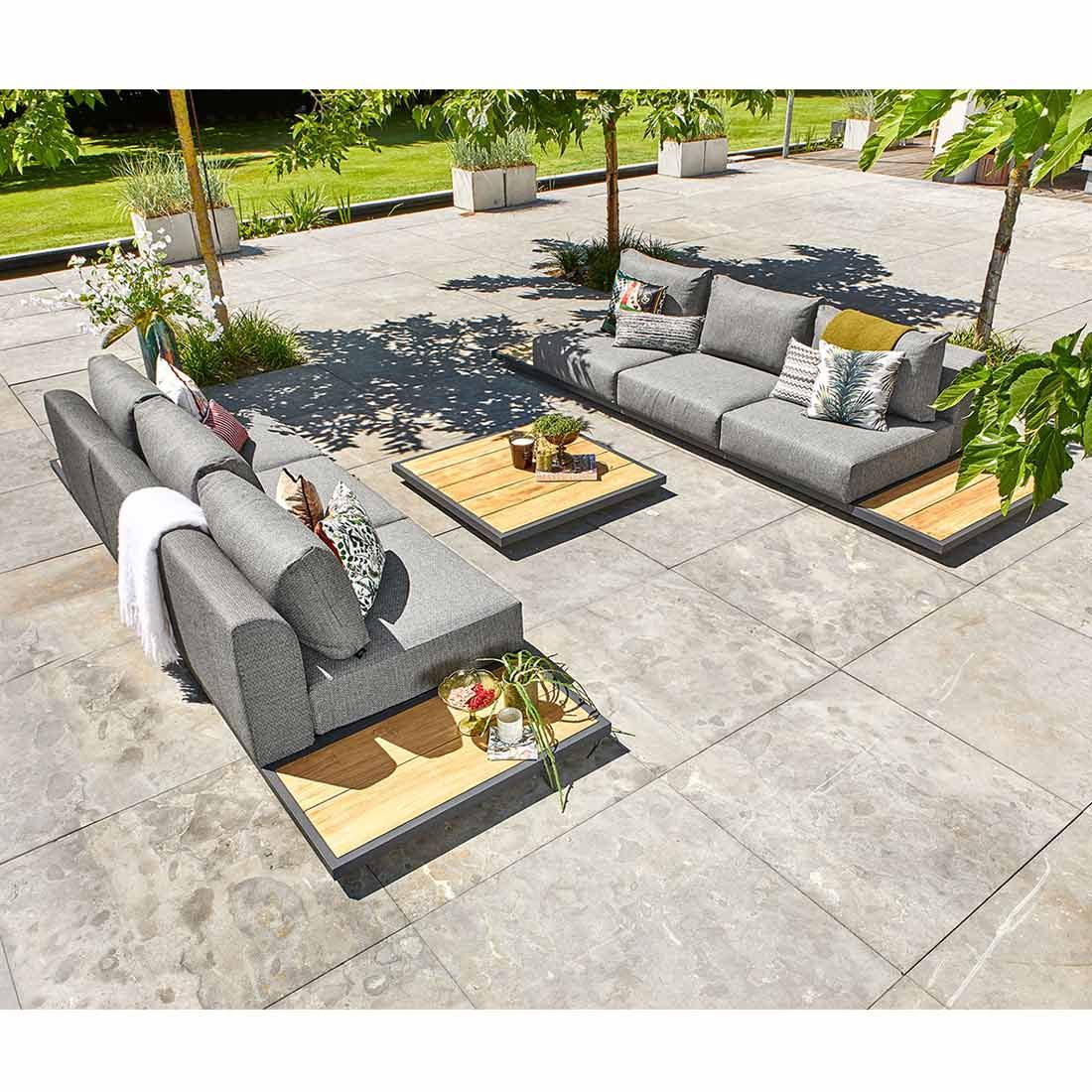 Suns Kota Beistelltisch 110x55x10cm Aluminium/Teak