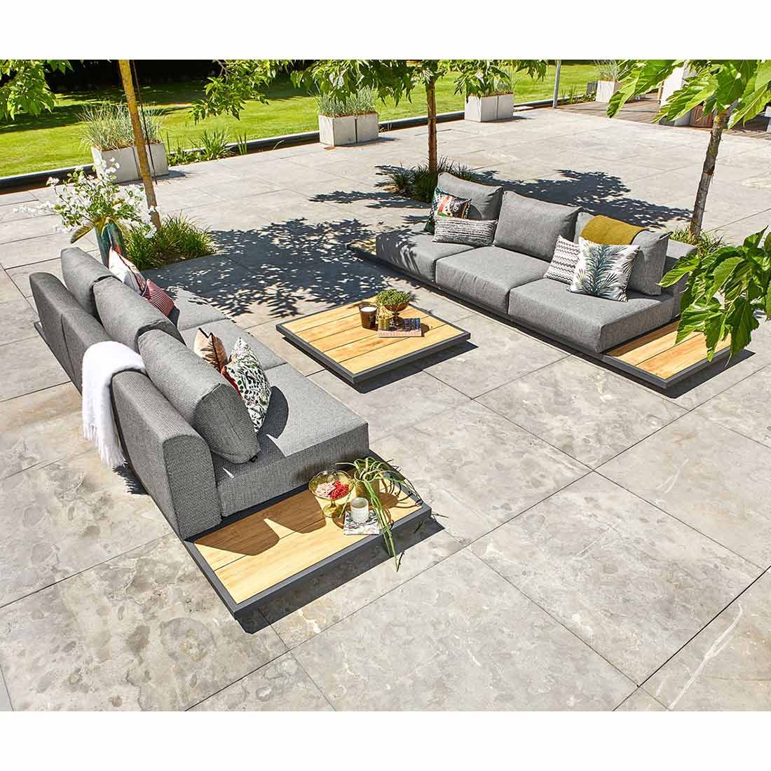 Suns Kota Loungetisch 110x110x10cm Aluminium/Teak